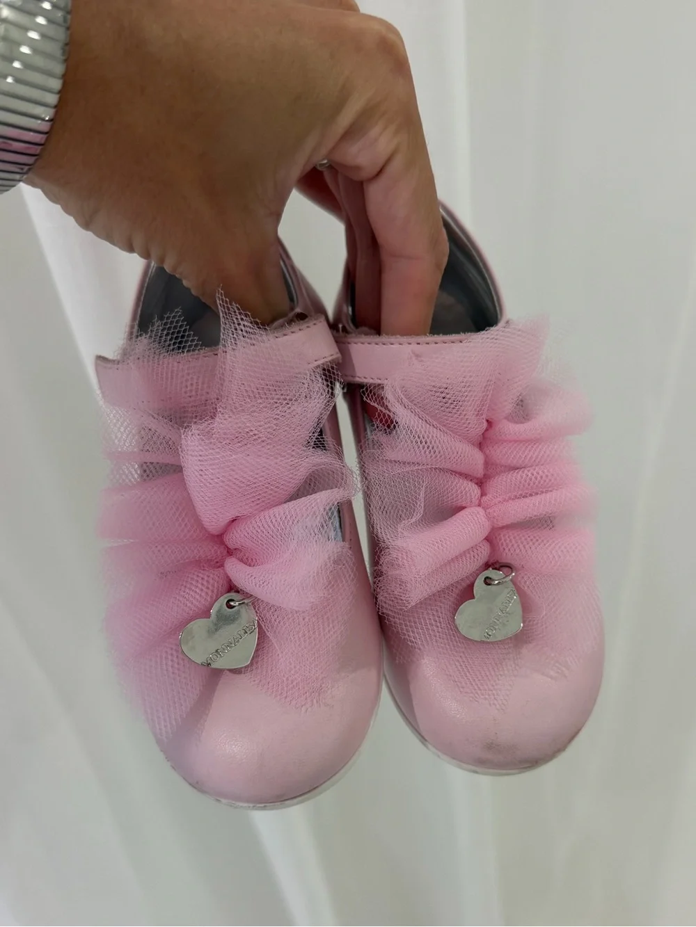 MonnaLisa Pastel Pink Tulle Mary Jane Shoes